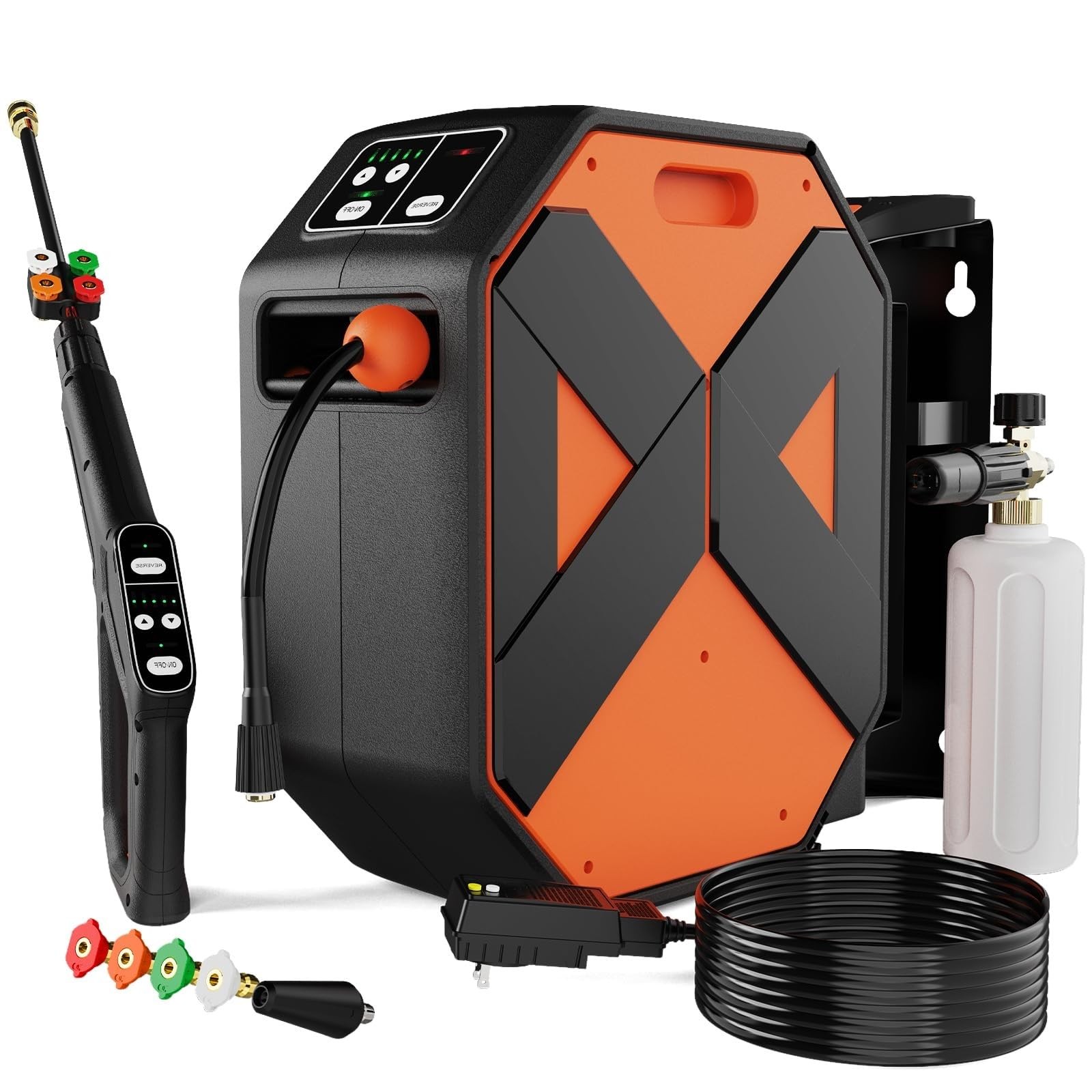 DGIVOVO GFCI Wall Mounted 5000PSIMAX PowerWasher with 100FT Retractable Hose,…