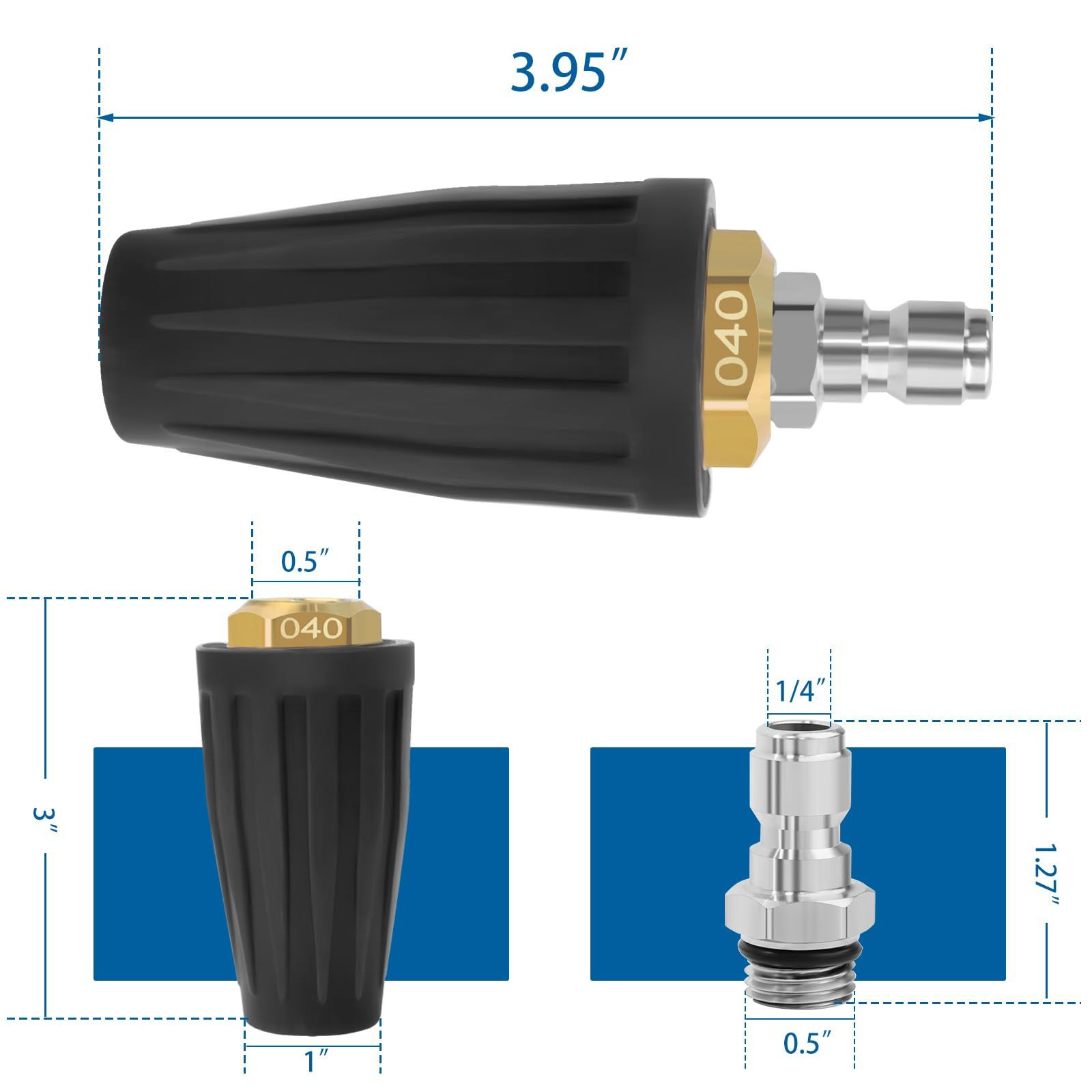 Pressure Washer Turbo Nozzle – 4000 PSI Rotating 360° Nozzle, 4.0 GPM, 4.0…