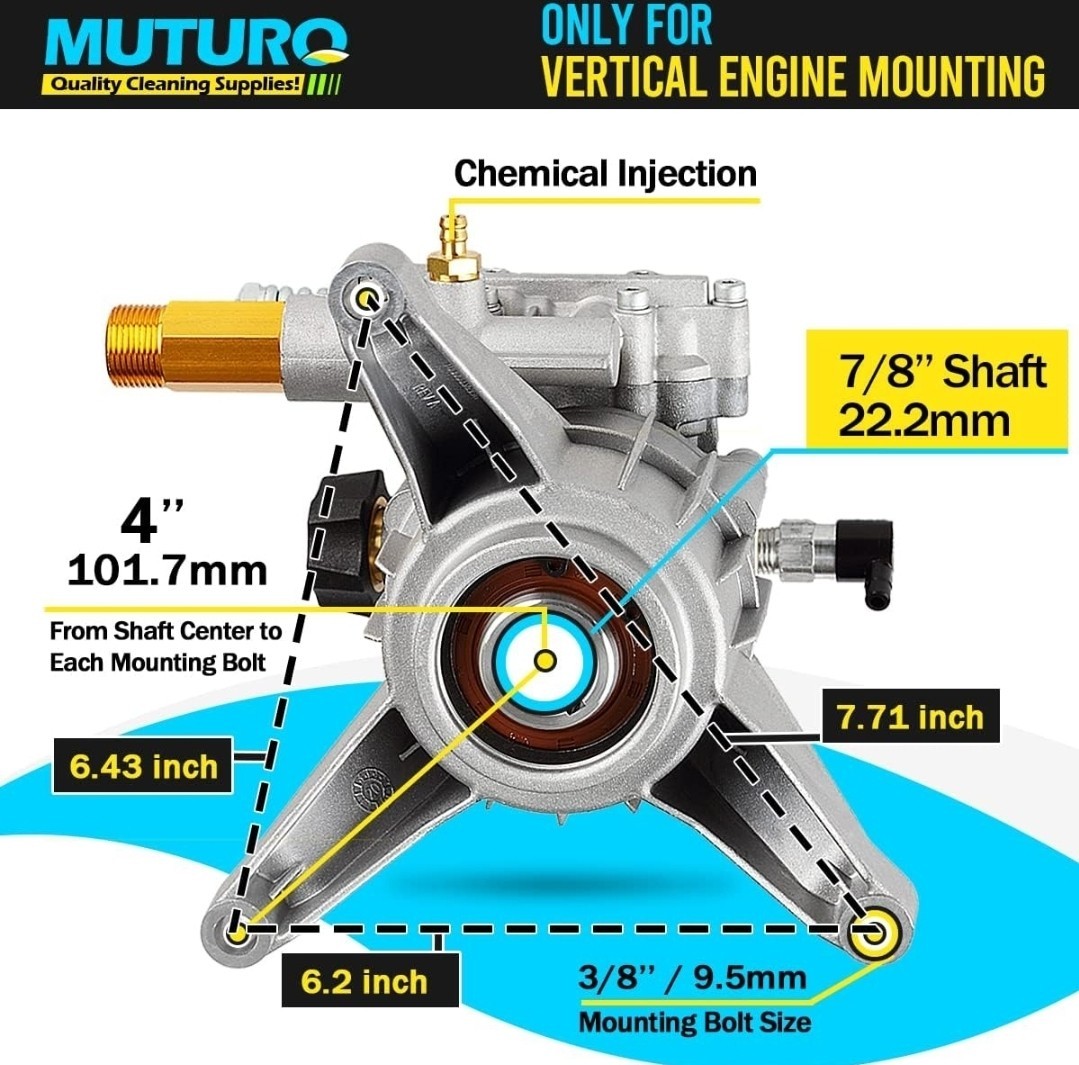 Vertical Pressure Washer Pump 7/8″ Shaft, 3000 PSI, 2.5 GPM Power Washer Pump