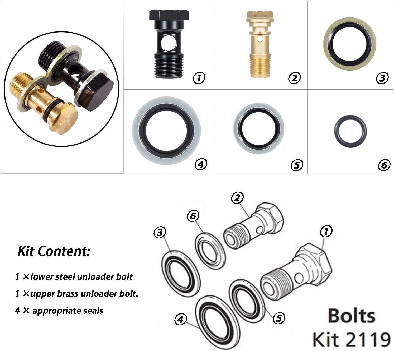 AR2119 for Annovi Reverberi XM,RK Series Gymatic 3/B Unloader Mounting Bolt Kit