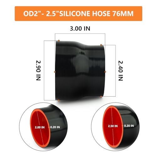 1PCS Straight Silicone Hose 2″ID-2.5″ID, 2-2.5 Inch Straight（length 76mm）
