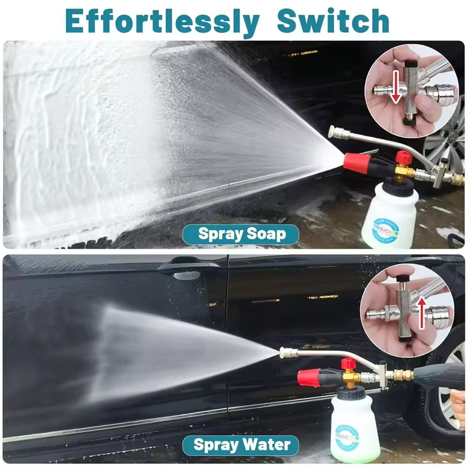 Foam Cannon Dual Connector Accessory,Pressure Washer Double Tip Attachment