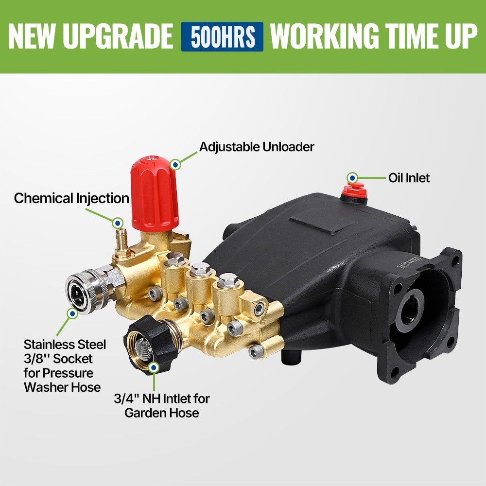 YAMATIC 3300 PSI 3/4″ Shaft Triplex Pressure Washer Pump 3.0 GPM with Spray Tips