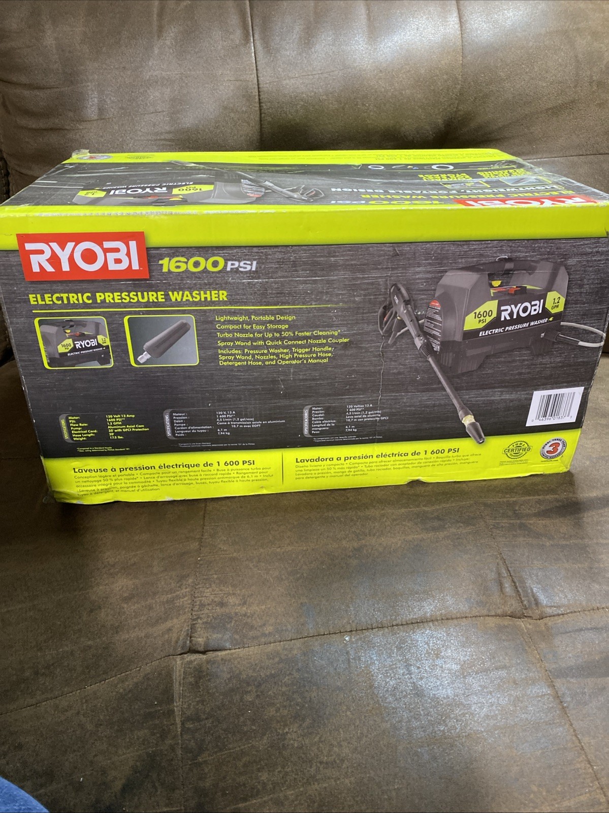 Ryobi RY141612 1600-PSI 1.2-GPM Electric Pressure Washer With 3 Tips