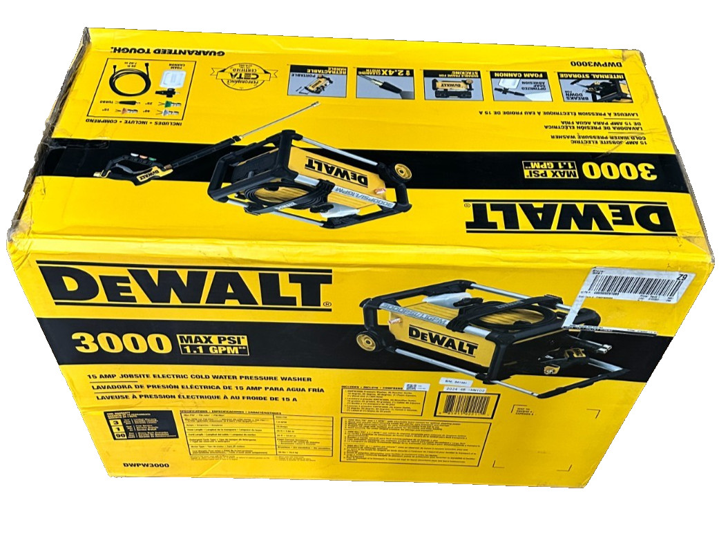 *NEW Dewalt DWPW3000 3000 PSI Cold Water Electric Pressure Washer 1.1 GPM 15 amp