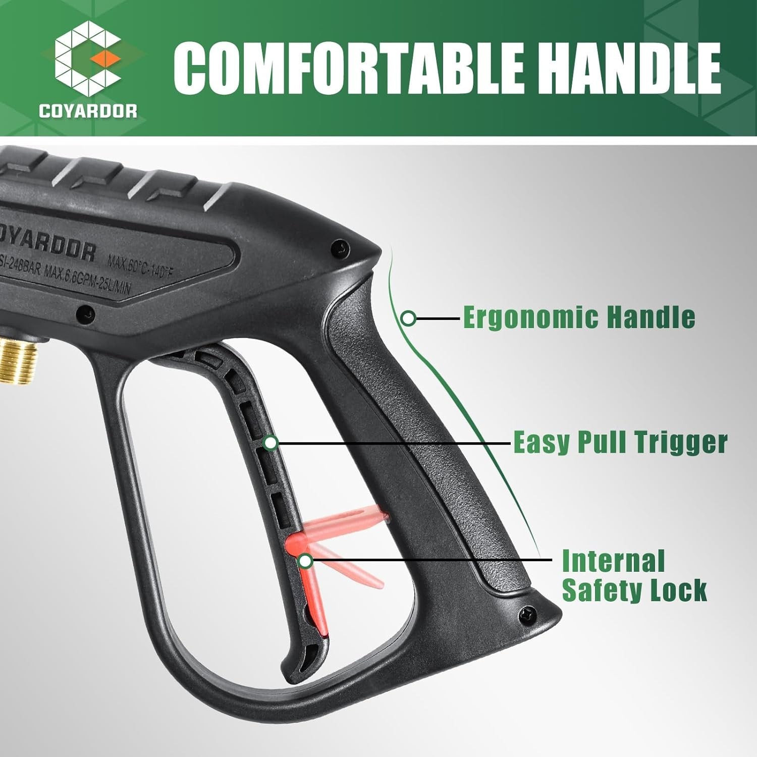 Pressure Washer Gun 3600 PSI with Extension Wand, Nozzle Holder & 5 Spray Tip…