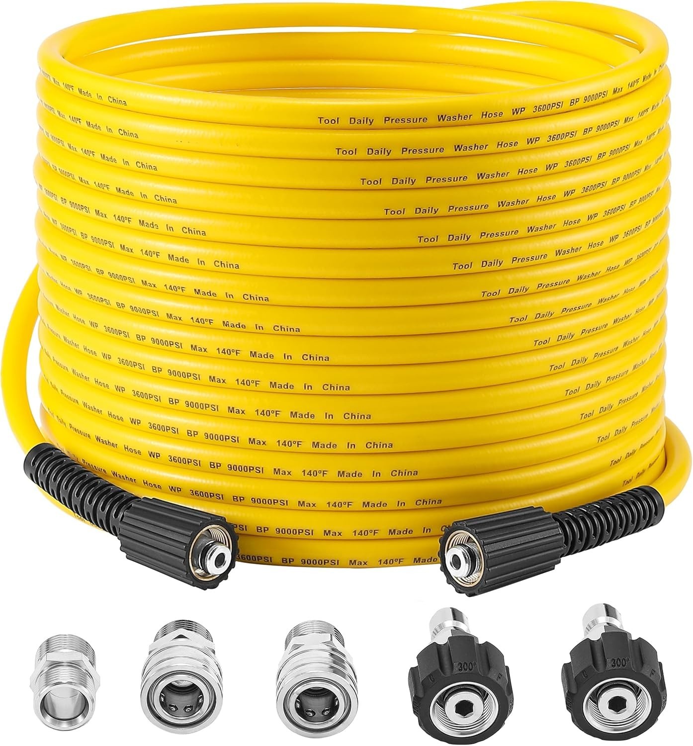 Manguera Hidrolavadora 50FT, 3600PSI, Antitorsión, M22/3/8″
