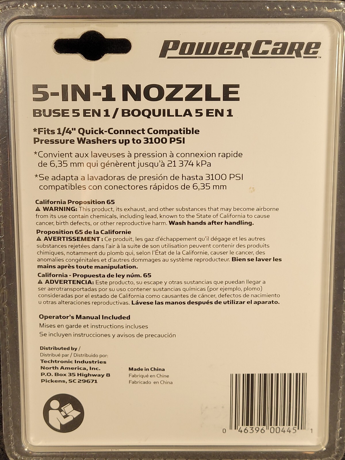 Power Care 5-In-1 Nozzle Max 3100 PSI AP31078 16295-13