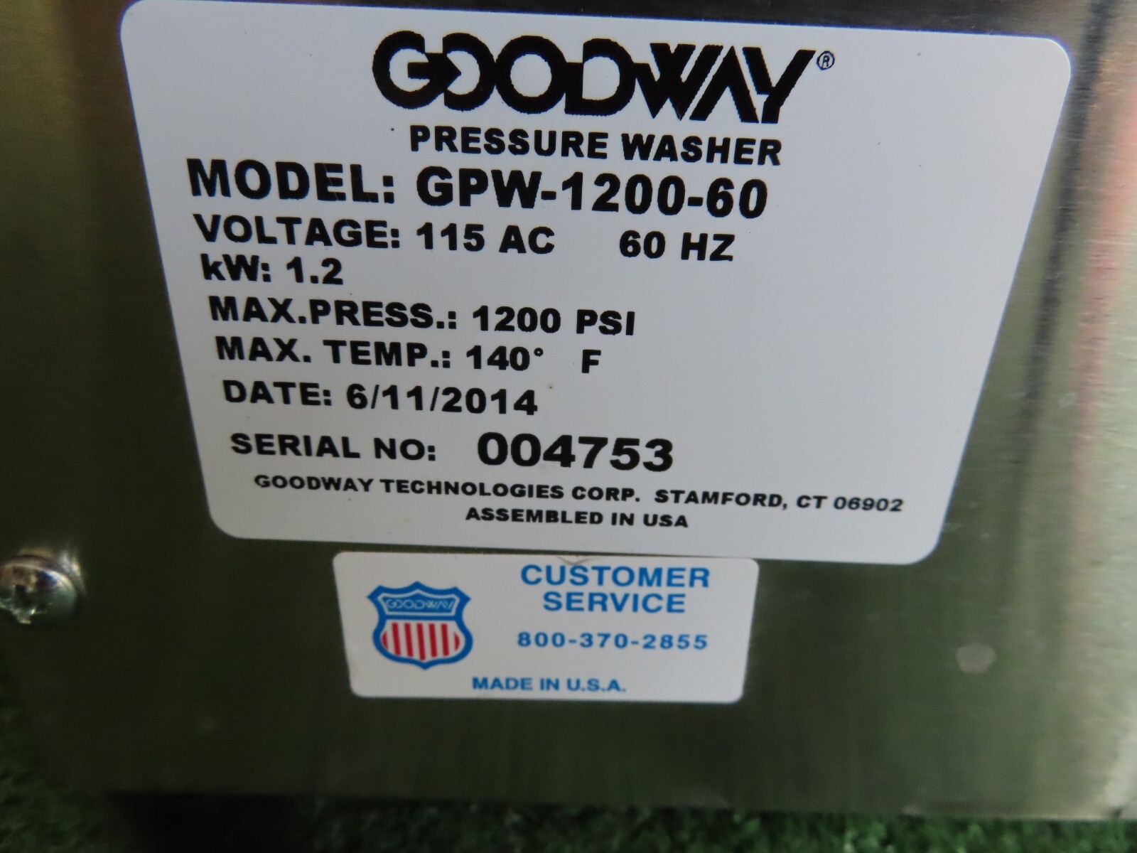 Goodway GPW-1200-60 Portable Electric Hi-Pressure Washer with 50′ Hose 1200 PSI