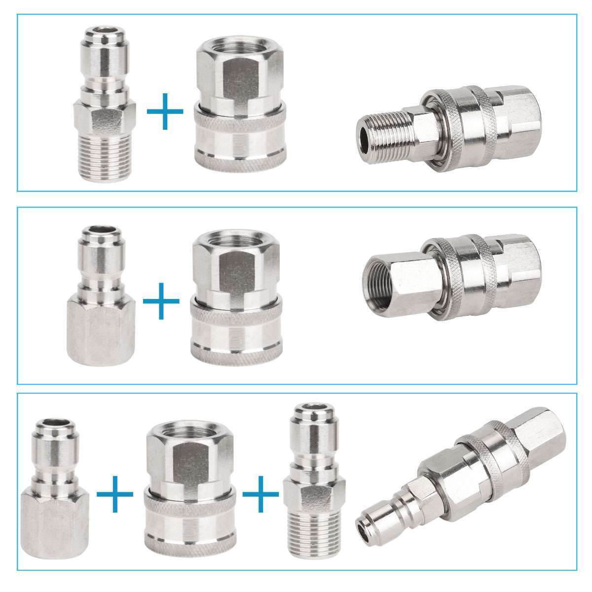 5000PSI Pressure Washer Quick Connect Fitting Stainless Steel 3/8″ Hose Adapter