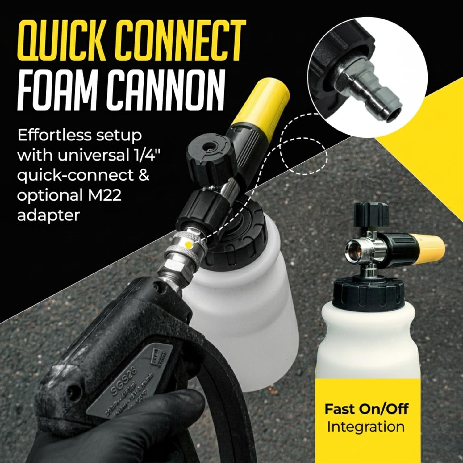 4000 PSI Foam Cannon – 1L Bottle with 1/4″ Quick Connector