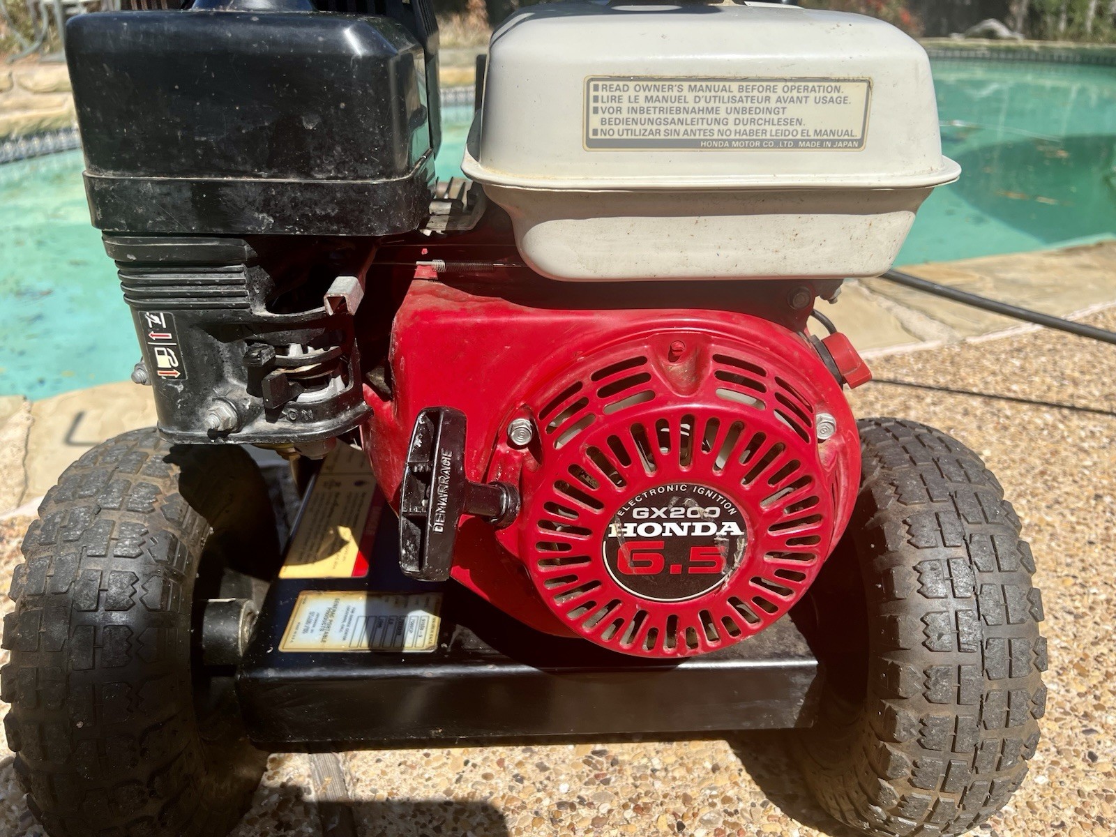 Generac Professional pressure washer with Honda GX200 6.5 HP engine.