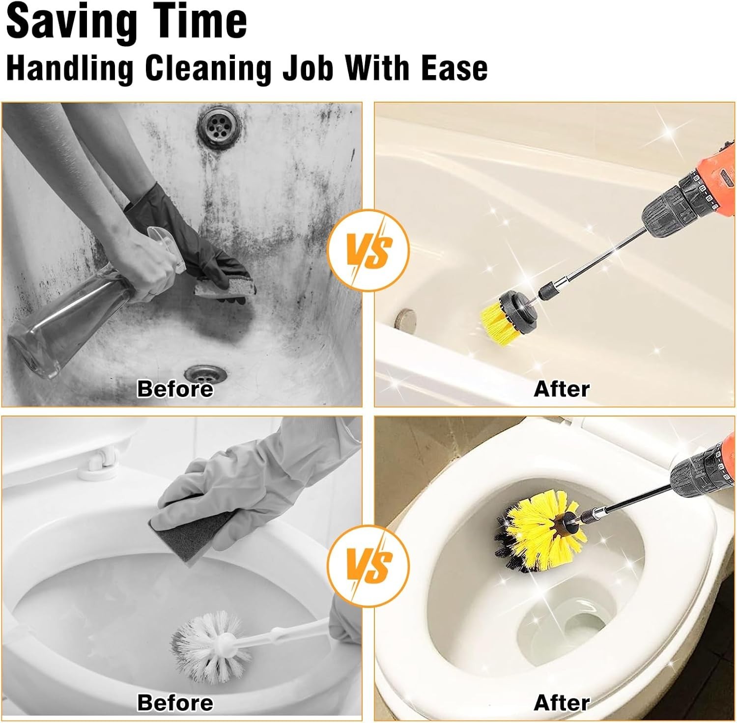 8 Pcs Drill Brush Attachment Set, Power Cleaning Scrub Kit with Yellow