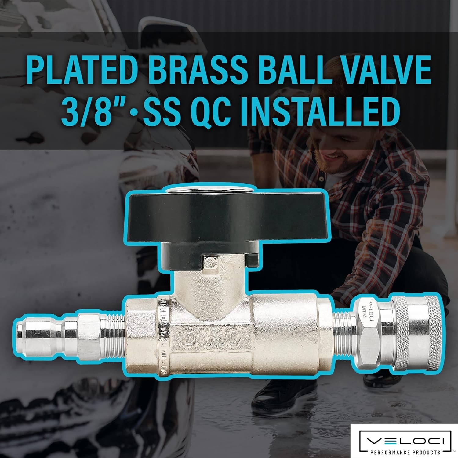 MTM Hydro Veloci 3/8″ Plated Brass Ball Shut Off Flow Control Valve, 3000 PSI