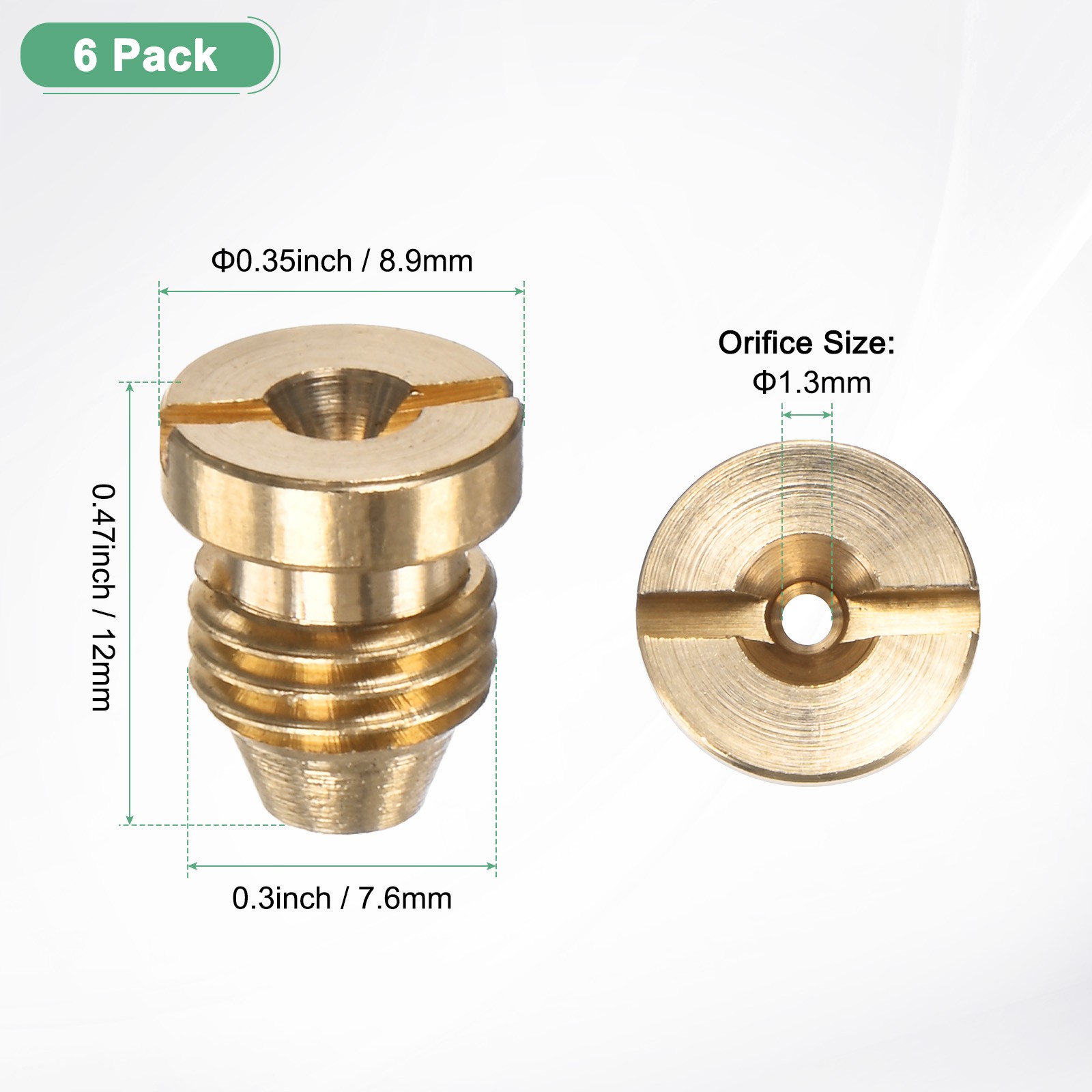 6-Pack Foam Cannon Orifice Nozzle, 1.3mm Brass Universal Thread Tips