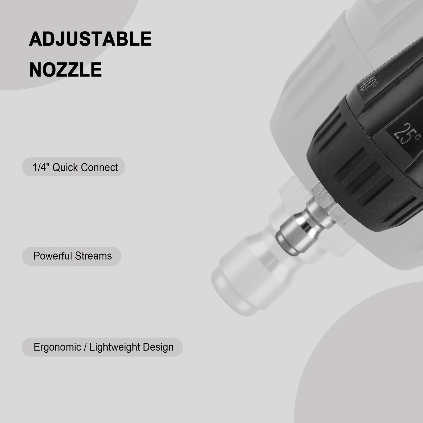 Pressure Washer Nozzle 6-in-1, Stainless Steel, 4500 PSI, 1/4″ Quick Connect