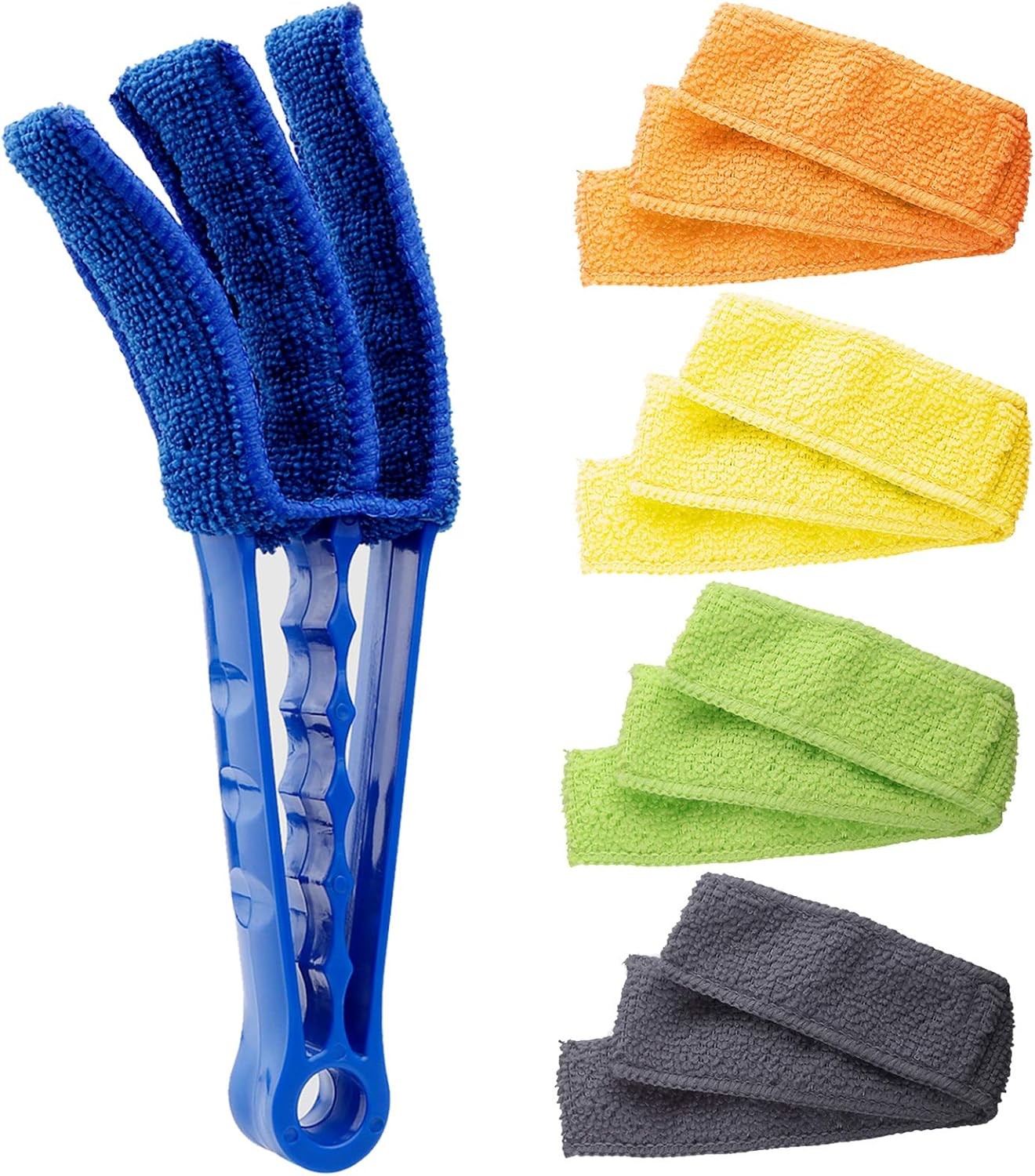 Hiware Window Blind Cleaner Duster Brush with 5 Microfiber Sleeves – Blue