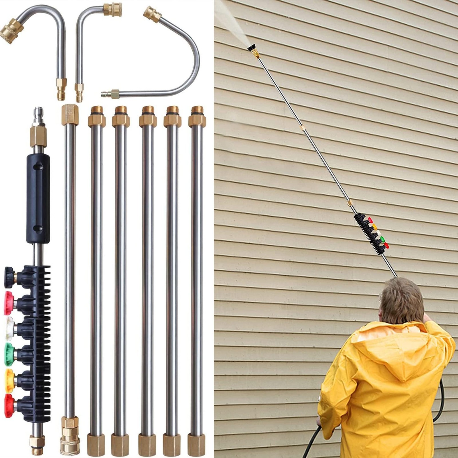 Pressure Washer Extension Wand, 10 Pack Power Washer Lance with 5 Atomization…