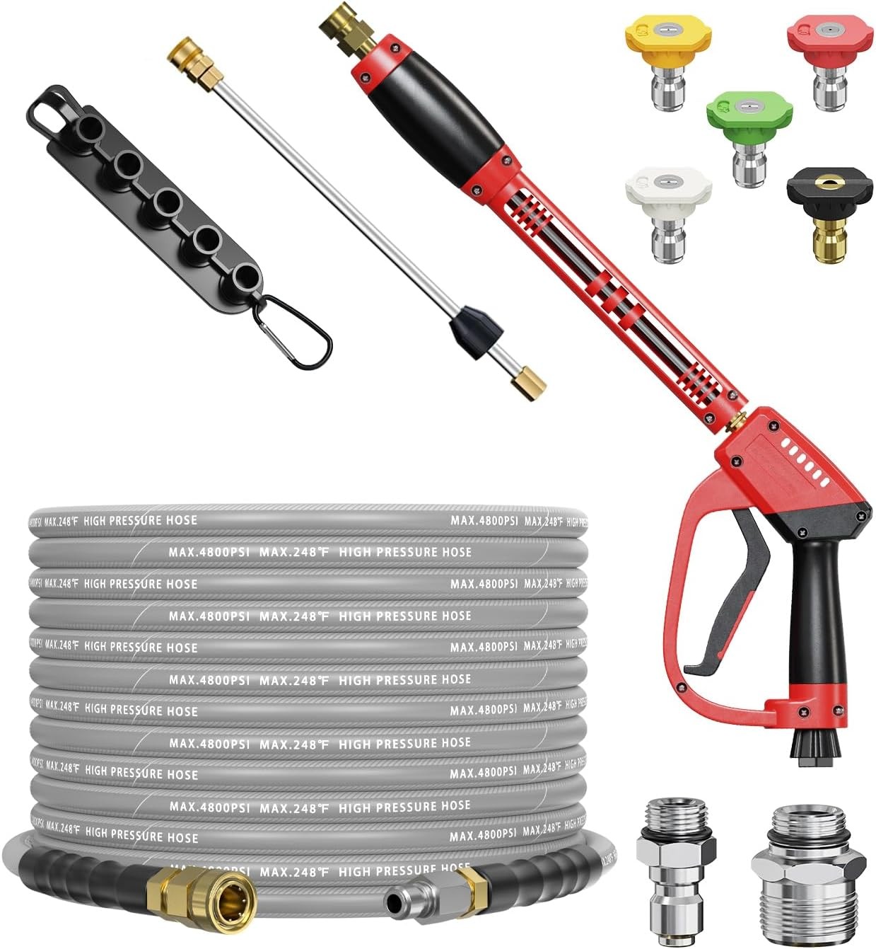 4800 PSI Pressure Washer Gun and Hose Kit, 25 FT, 3/8″ Quick Connect, M22-14mm