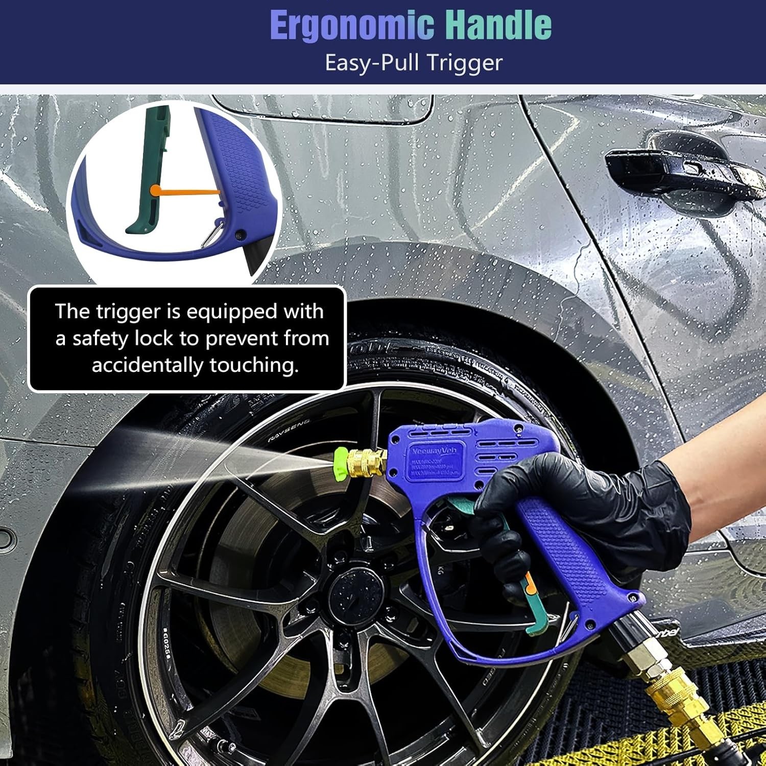 High Pressure Washer Gun with Swivel 3/8″ Quick Connect and M22 14mm / 15mm Fitt