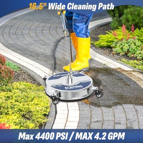 16.5″ Pressure Washer Surface Cleaner Attachment, Max 4400 PSI, Stainless