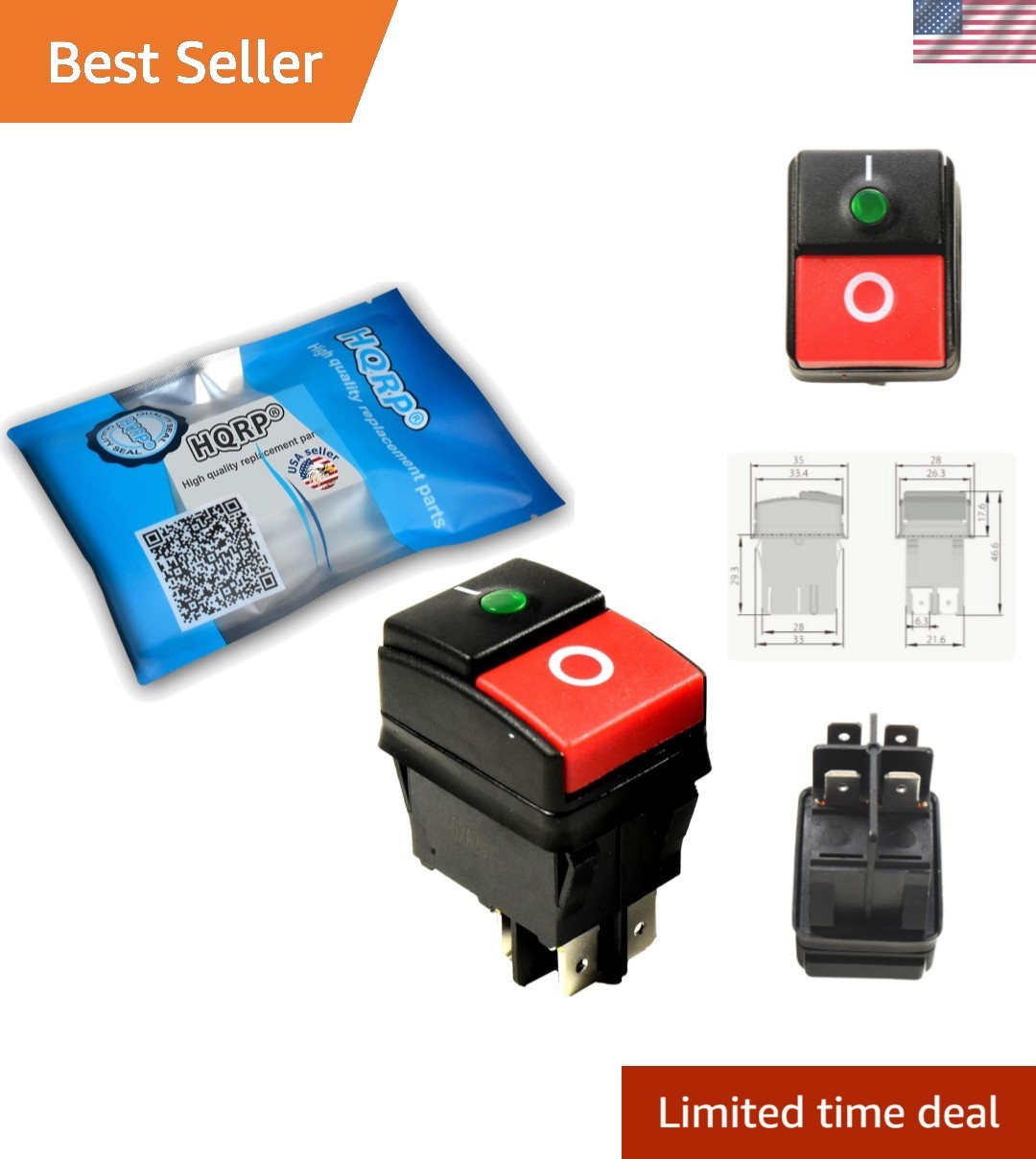 On-Off Power Switch for Pressure Washers – 20A, 250V Compatible