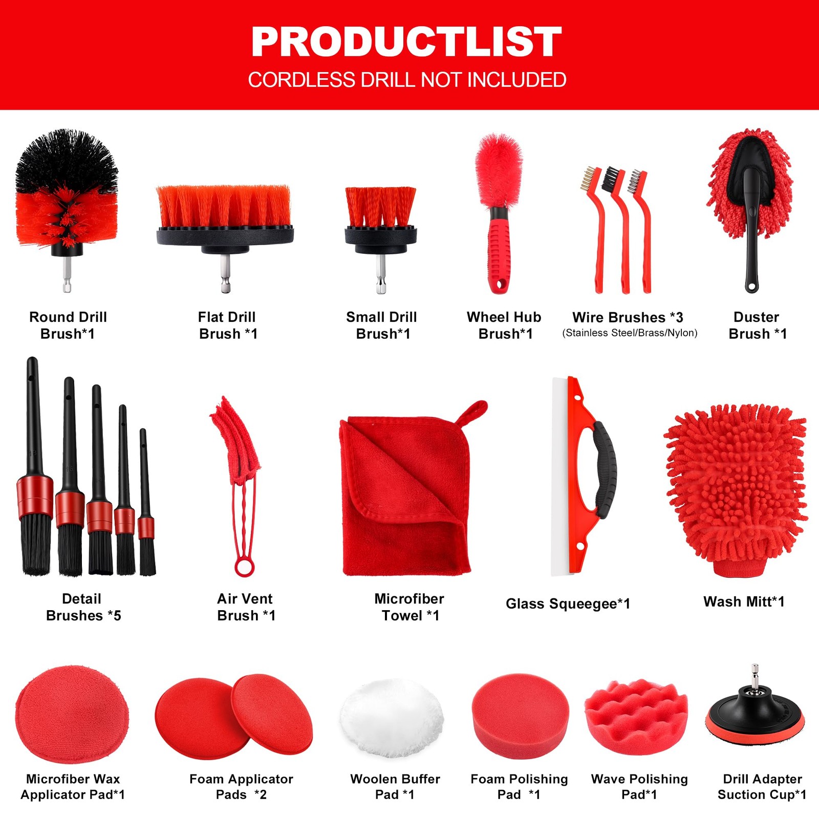 25Pcs Car Detailing Kit with Brushes, Cleaning
