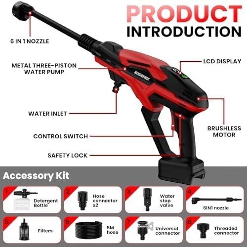 Cordless Pressure Washer for Milwaukee M18 Battery, Portable Cordless Power Wash