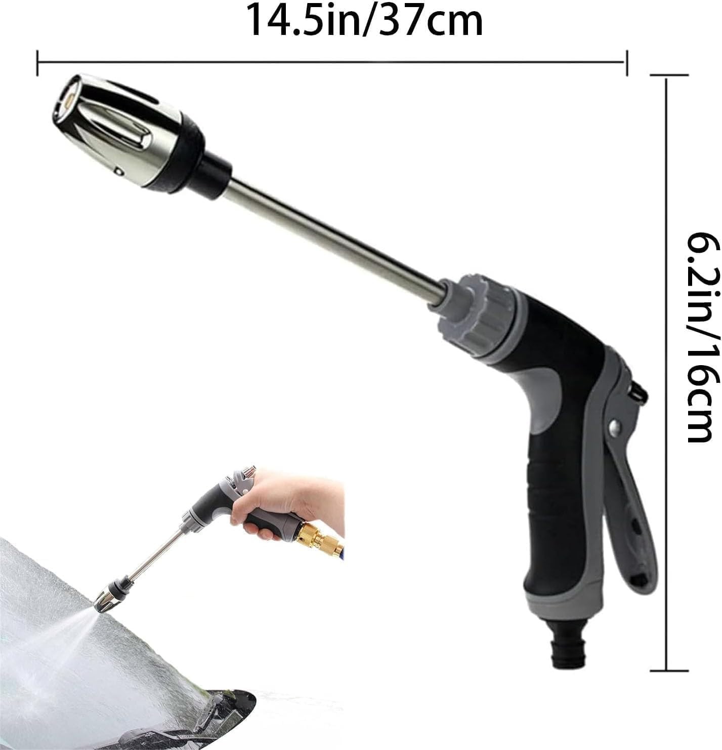 Pressure Washer Gun Spray Nozzle High Pressure 3 Spray Modes 3/4″ Threaded Hose