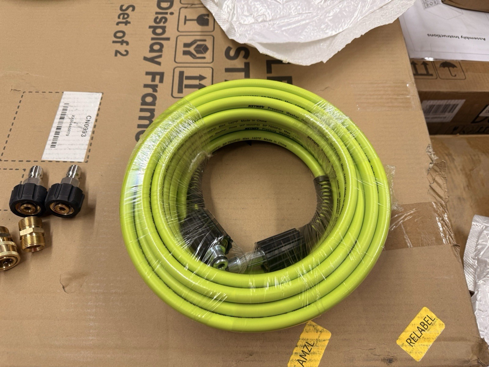 Pressure Washer Hose 3600 PSI 50FT + Quick Connect Couplers Adapter Kit