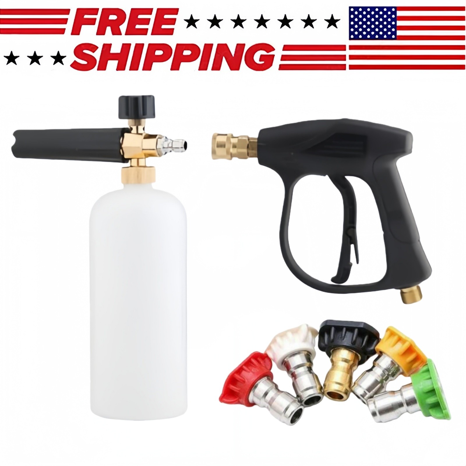 Snow Foam Lance Car Pressure Washer Gun Soap Cannon 1/4″ Spray Jet Bottle Kit US