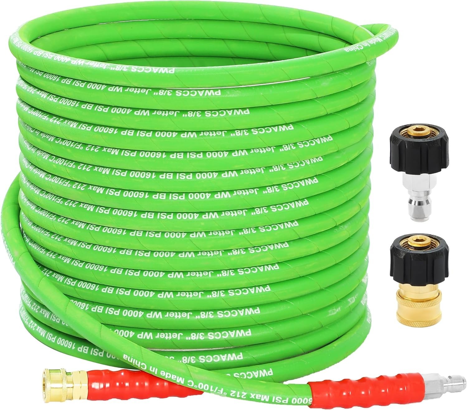 50 FT Rubber Power Washer Hose with M22 Fittings