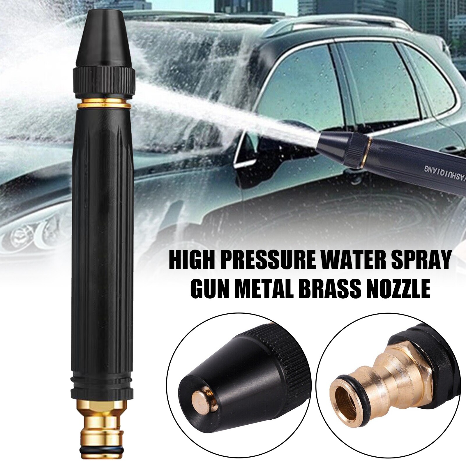 High Pressure Water Spray Gun Metal Brass Nozzle Car Garden Lawn Wash Hose Pipe
