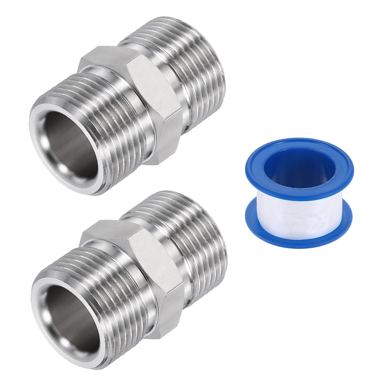 2Pcs Pressure Washer Adapter with TapeM22 14mm Male to M22 14mm Male Steel