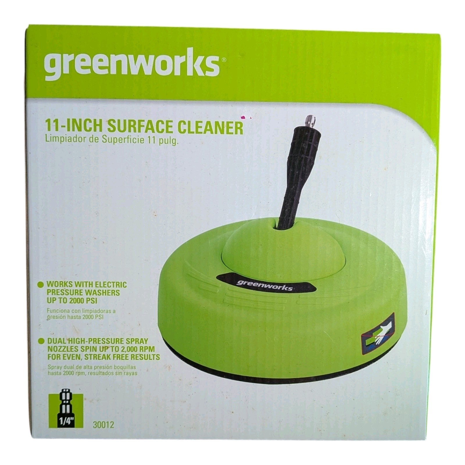 Greenworks 30012 11″ Surface Cleaner Attachment for Pressure Washers 2000PSI New