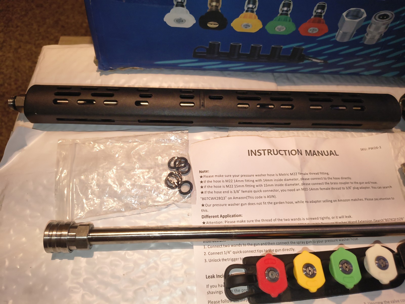 Pressure Washer Gun 40″ Wand M22 14mm/15mm 4000 PSI 5 Nozzle Tips Kit