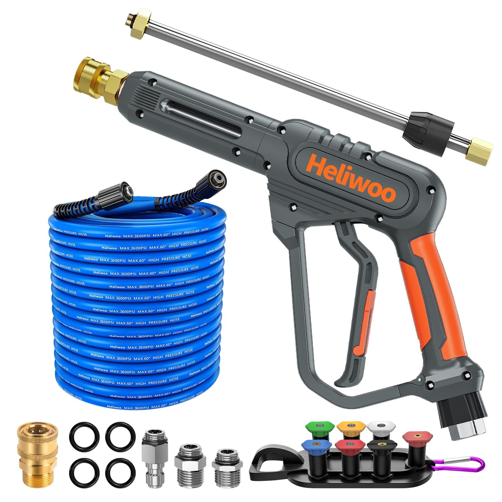 Pressure Washer Gun and Hose 3600 PSI, 50 FT Power Washer Hose, Extension Wan…