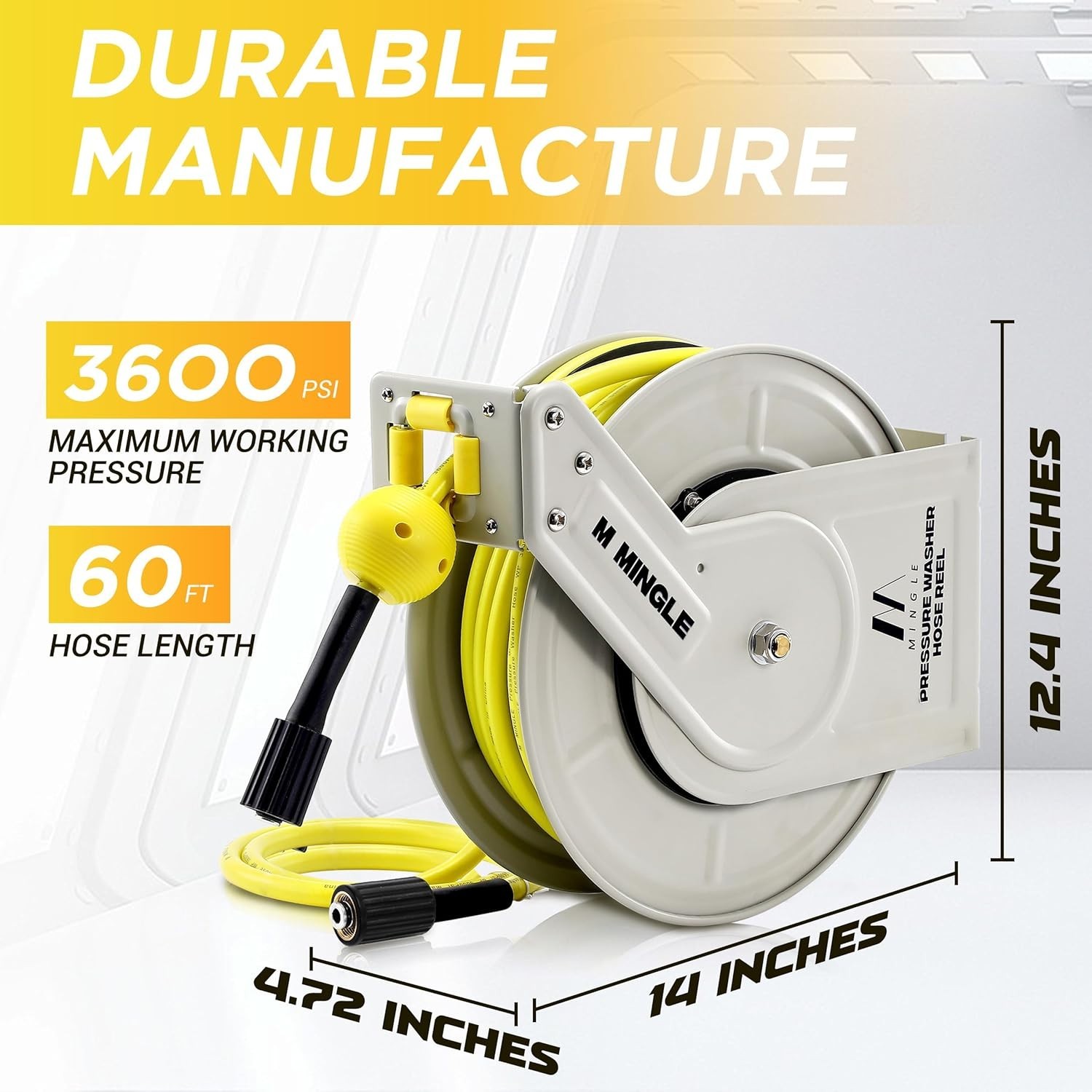 Heavy Duty Retractable Pressure Washer Hose Reel