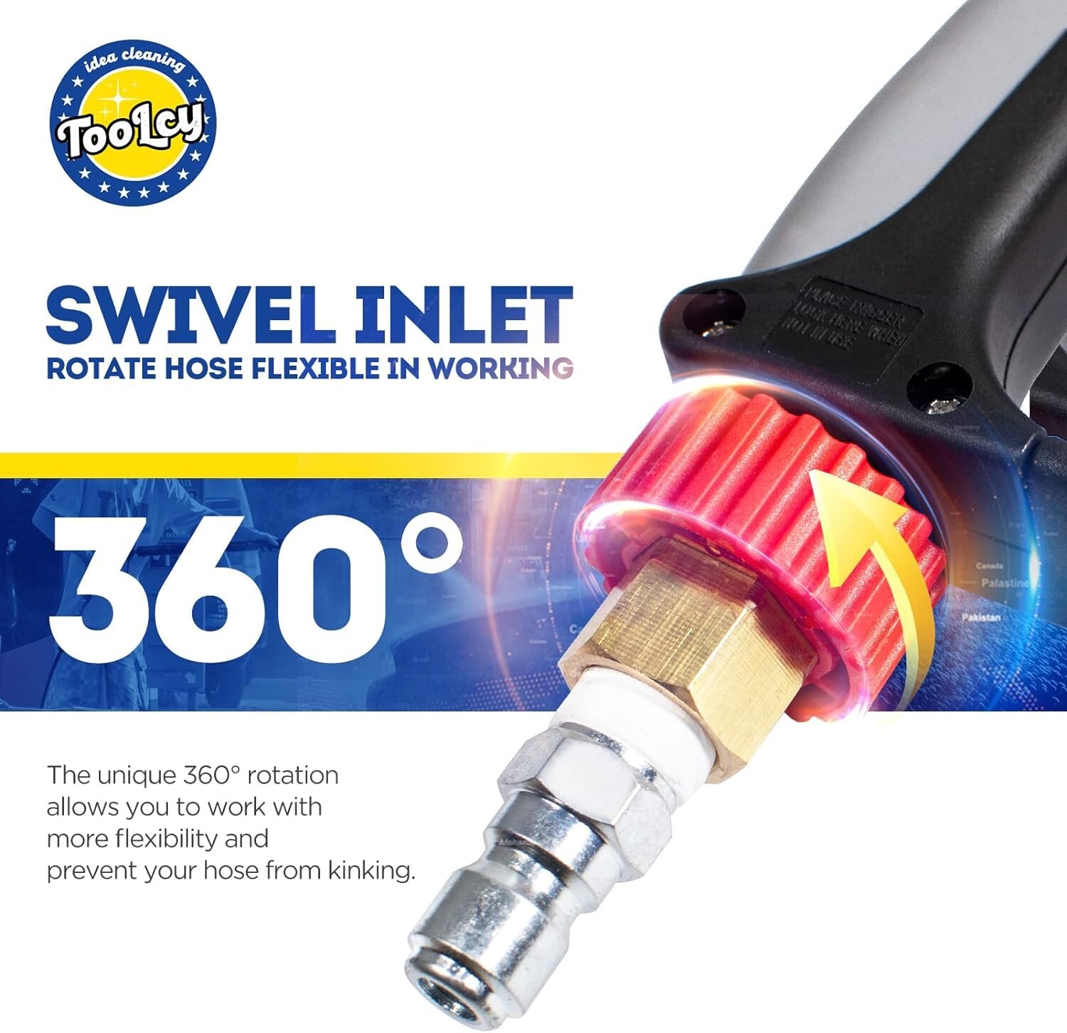 Effortless Cleaning with 5000 PSI Short Pressure Washer Gun – 360° Swivel Design