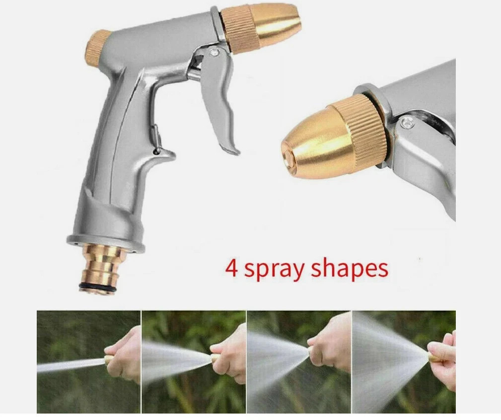 High Pressure Water Spray Gun Metal Brass Nozzle Wash Hose Pipe Car Garden Lawn.