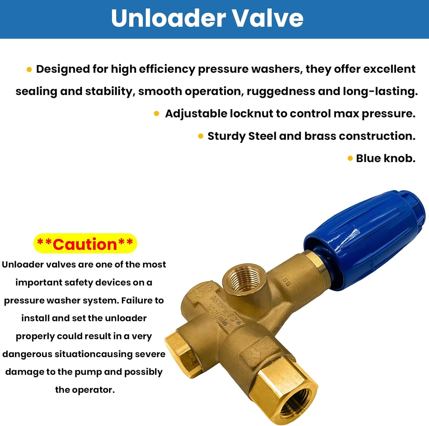 Upgraded V.B 85/310 Unloader Valve Pressure Washer Pump with Knob, Replace for Y