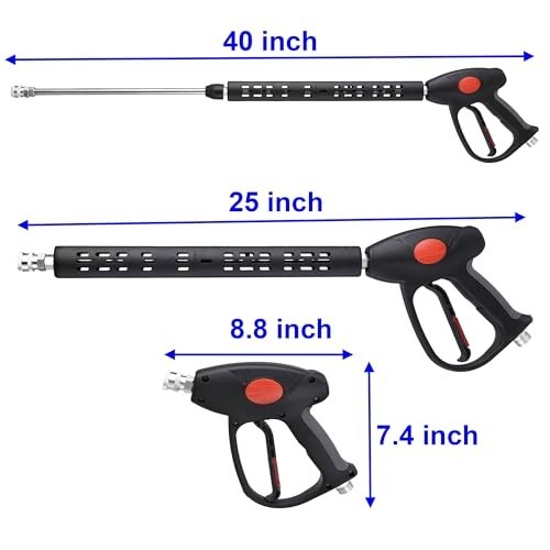 High-Pressure Washer Gun with Extension Wand, M22 Fitting, 5 Nozzle Tips, 4000 P