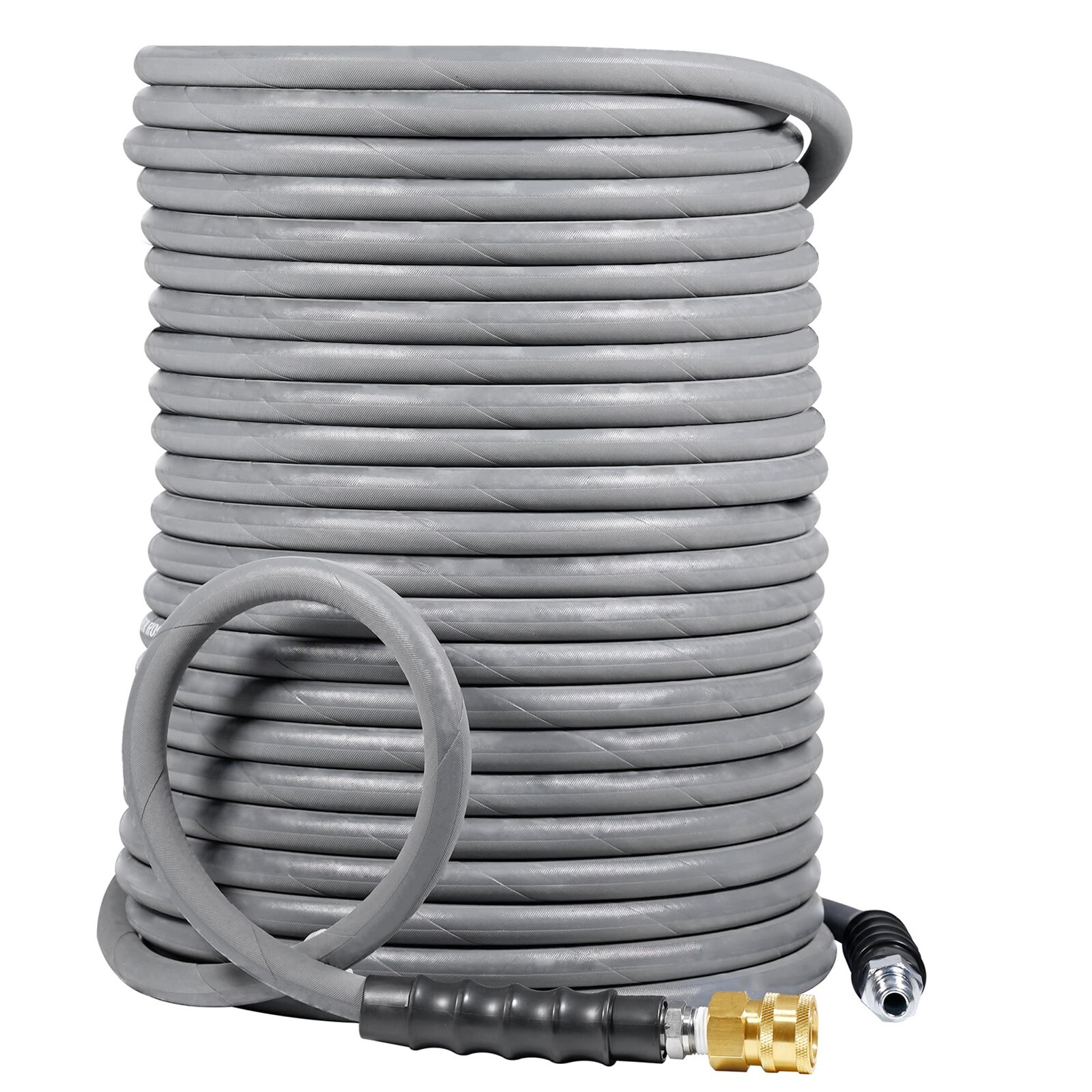 25-125ft Pressure Washer Hose 4000 PSI Non-Marking Gray With Couplers 275F 3/8″