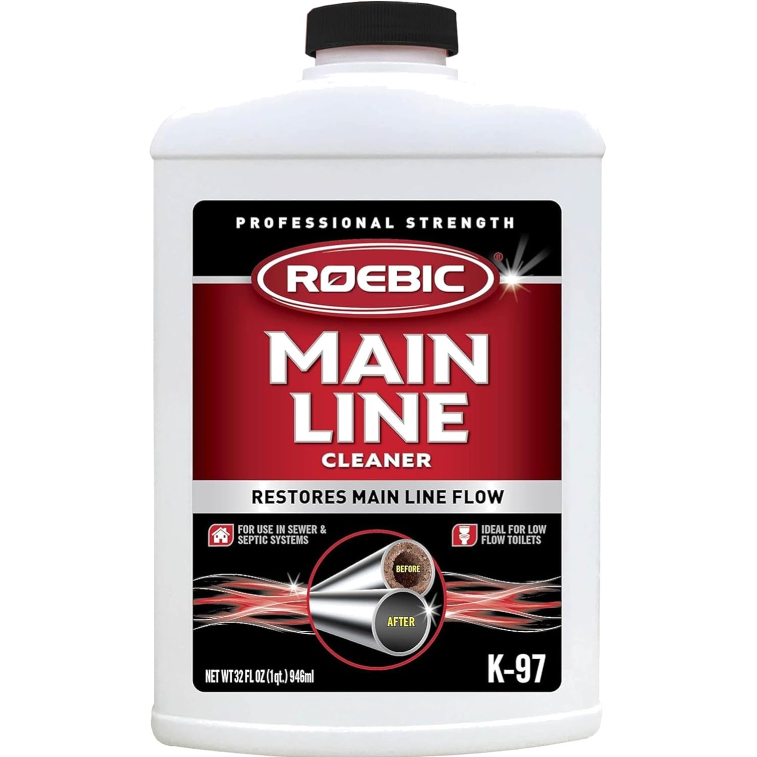 Main Line Cleaner Eliminates Organic Buildup in Sewer Septic System 32 fl oz