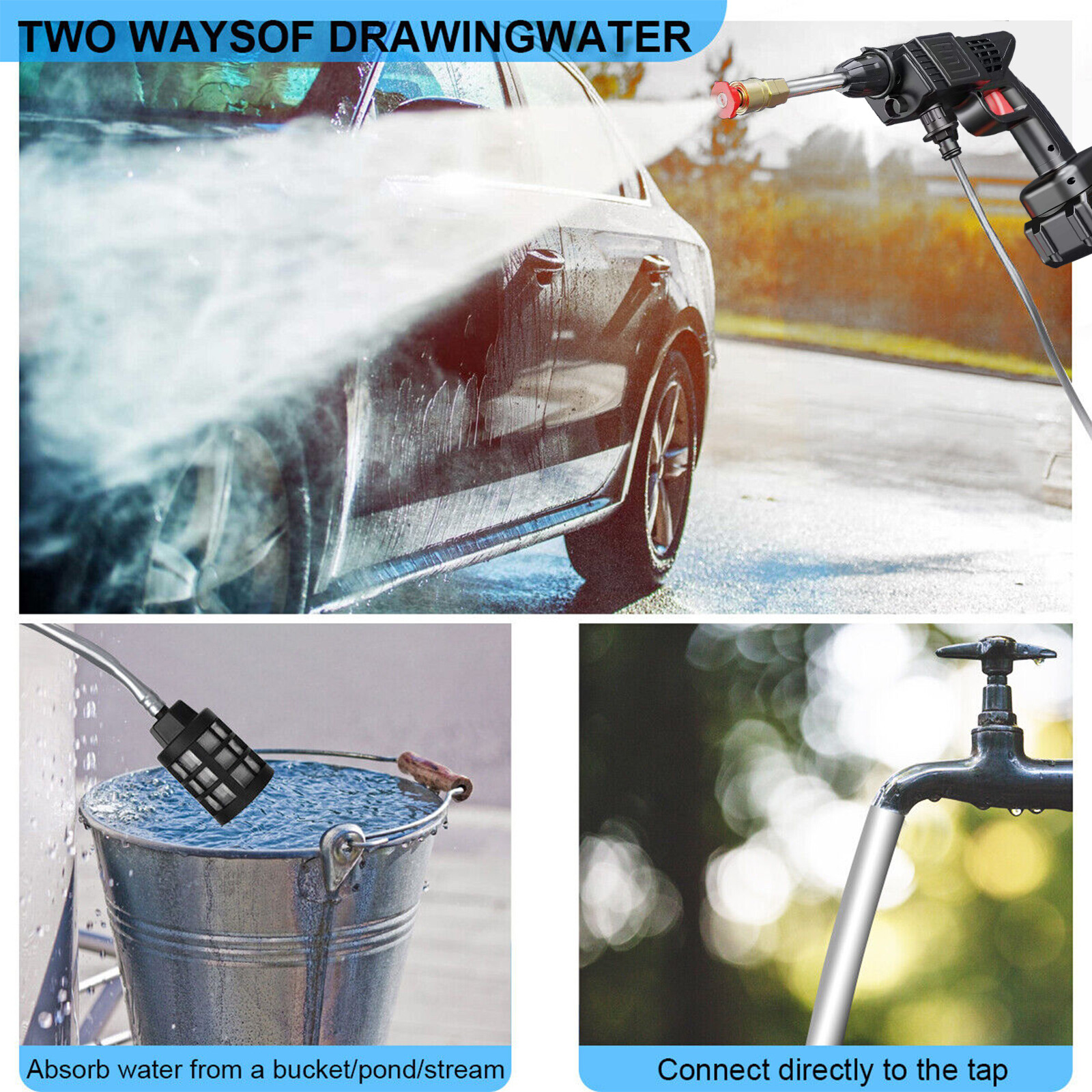 Electric High Pressure Water Spray Car Gun Portable Cordless Washer Cleaner Yard