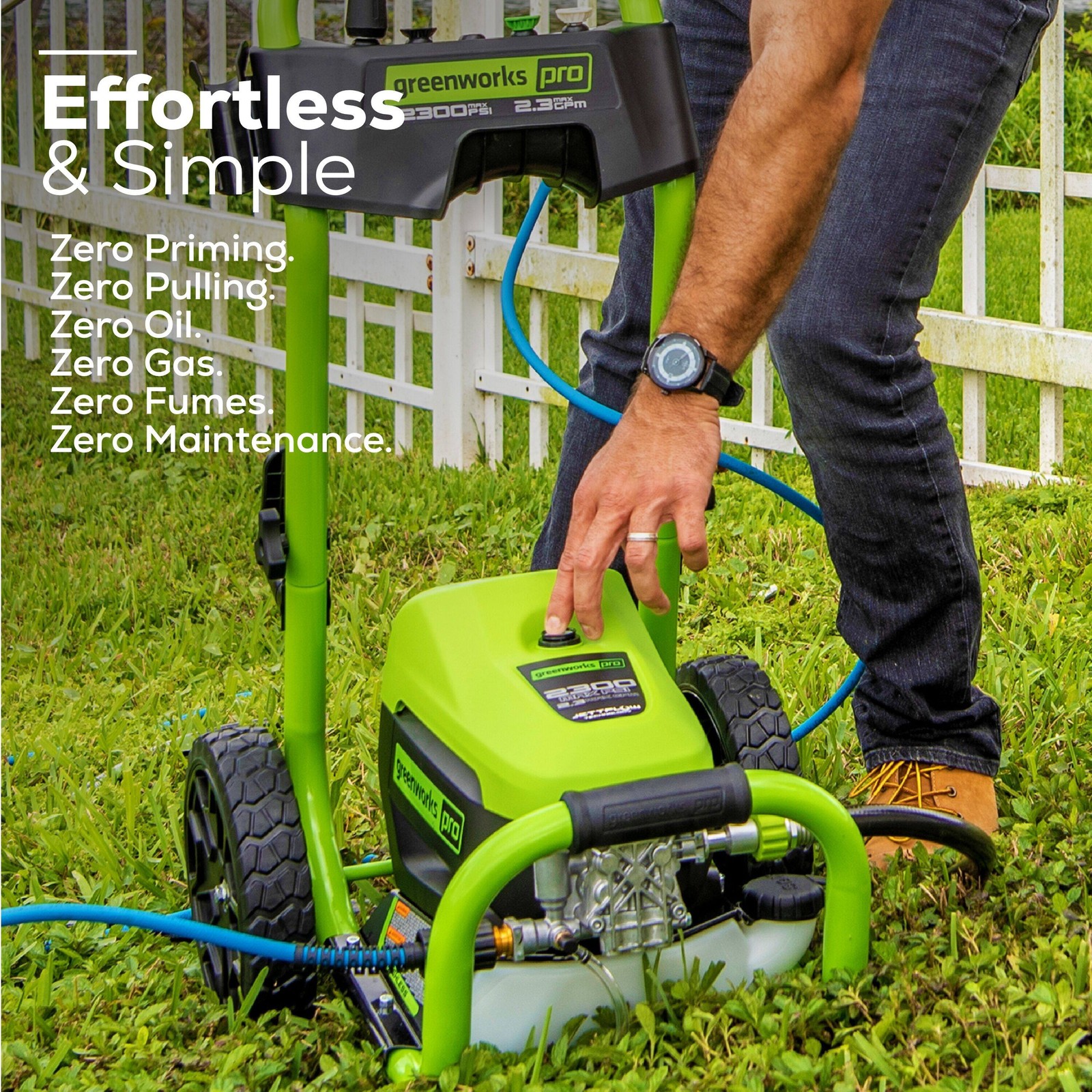 Greenworks – Pro Electric Pressure Washer up to 2300 PSI at 1.2 GPM – Green