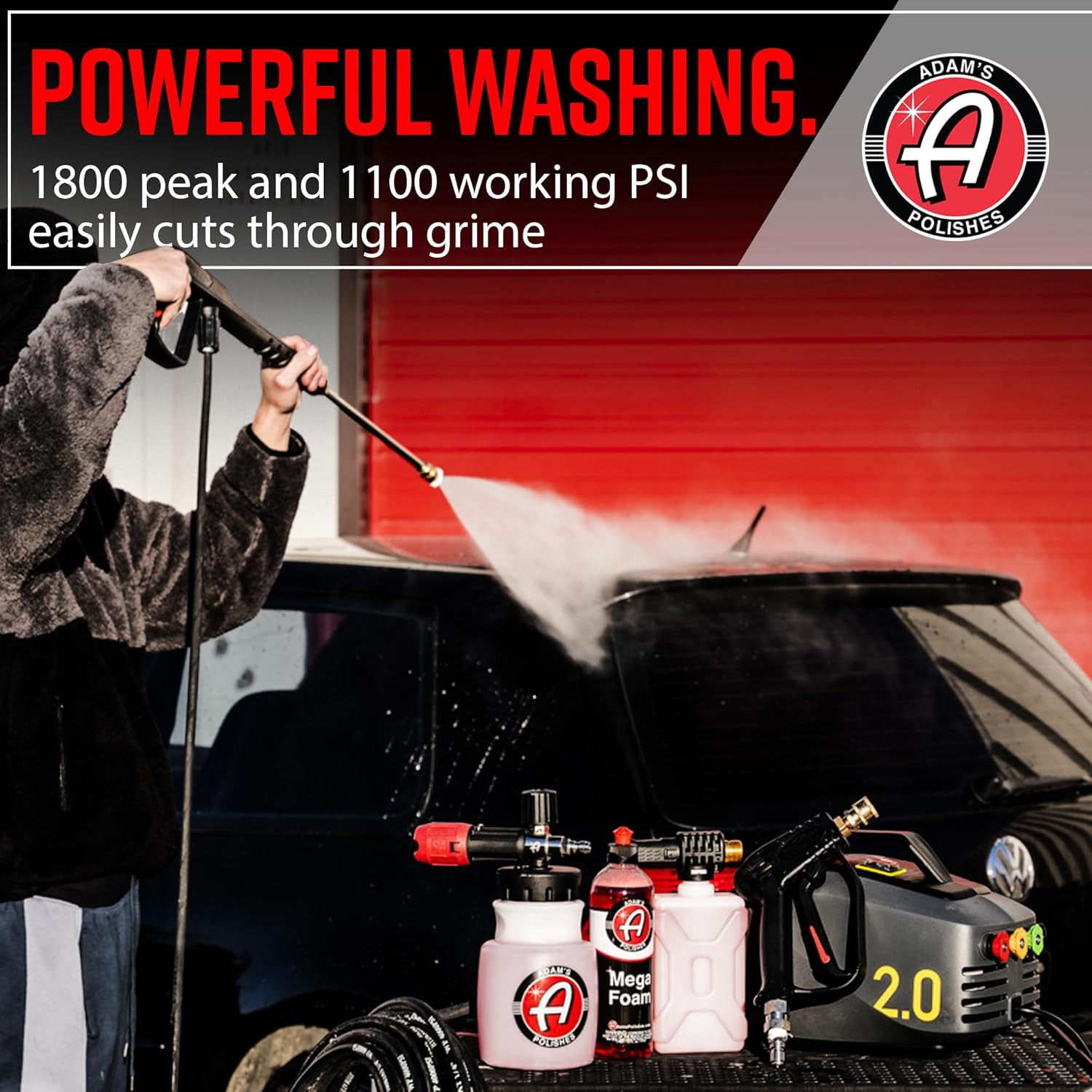 Adam’S Polishes Active Pressure Washer 2.0 & Mega Foam Car Soap (5 Item) Powerfu
