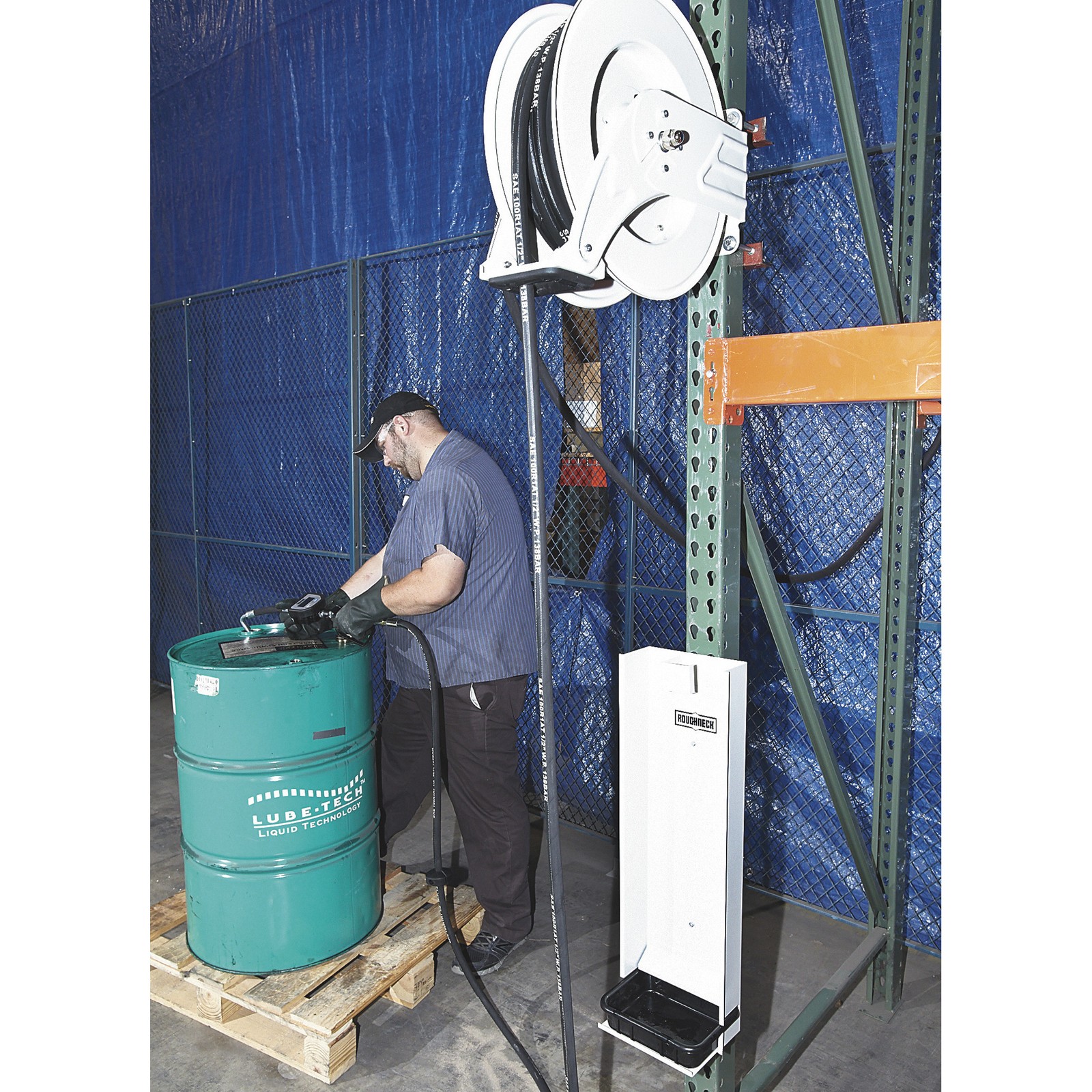 Strongway Oil Hose Reel Kit, 1/2in. x 50ft. NBR Rubber Hose, 1500 PSI, Steel