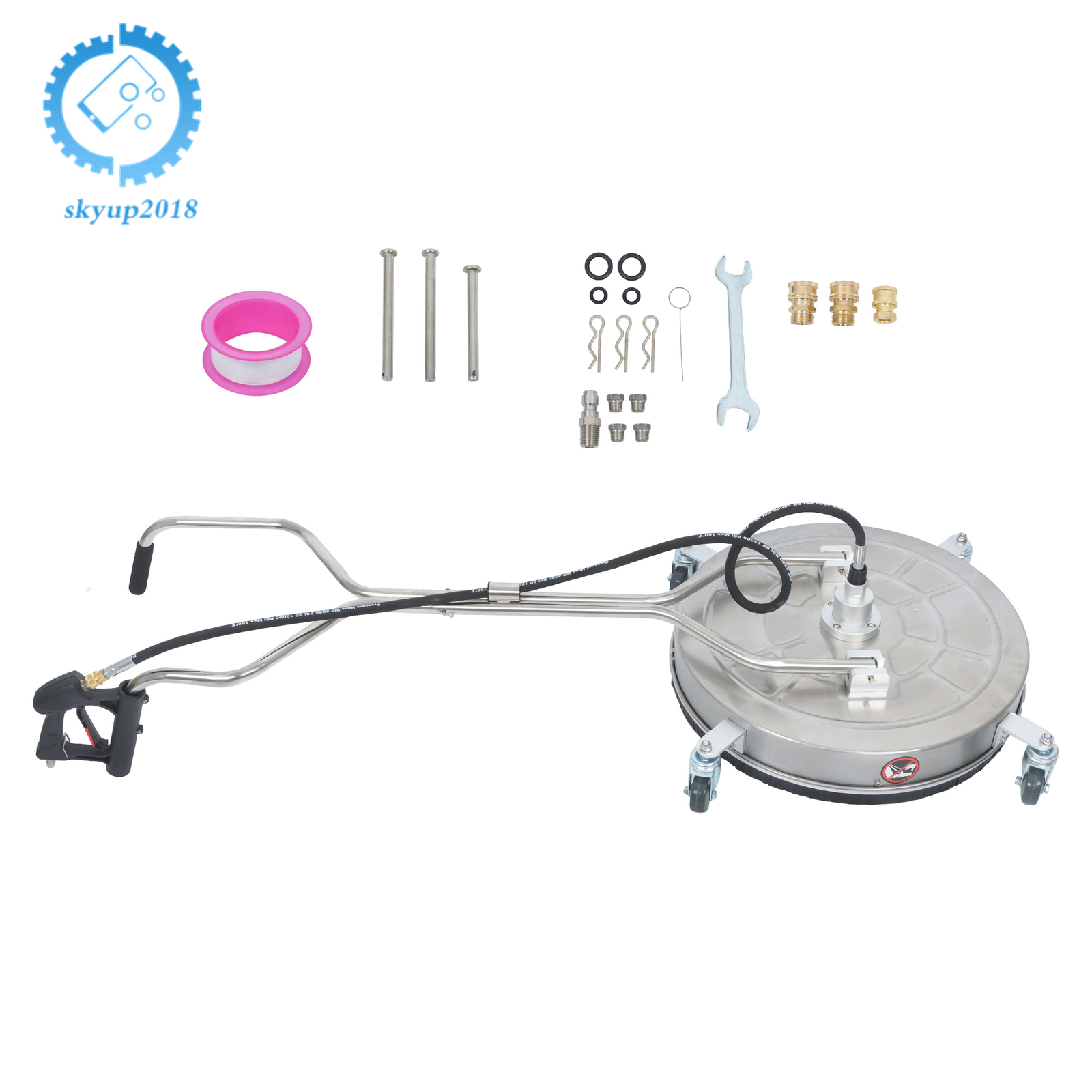 24″ Pressure Washer Surface Cleaner 6000PSI Quick Connect W/ Handles & Wheels