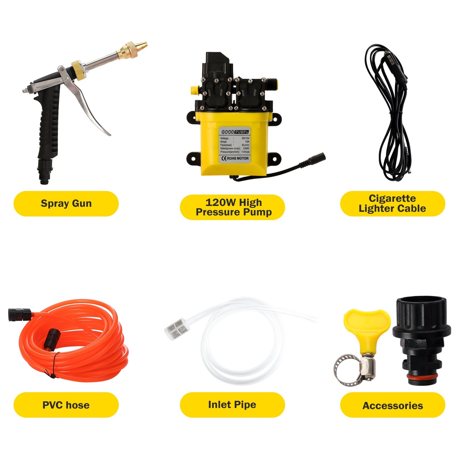 12V 120W Double Pump Car Washer Cleaner Yard Electric Wash Gun Kit High Pressure